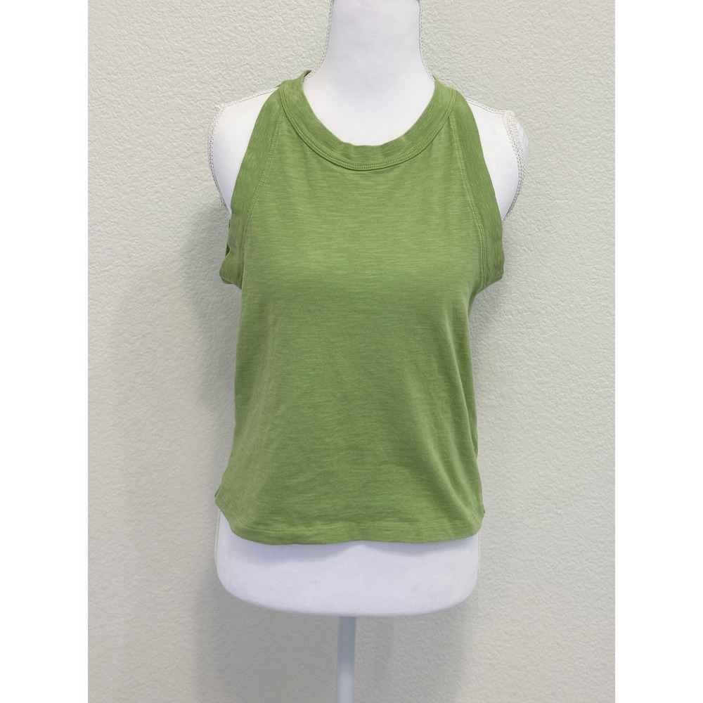 J.Crew Organic Slub Cotton Tank Top Green Sleeveless Crew Neck Medium